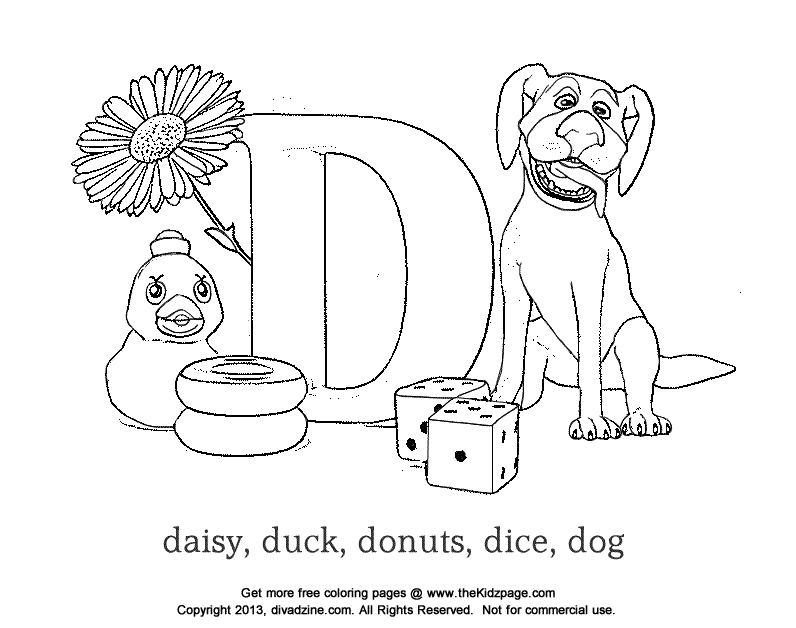 Letter D Coloring ABC's - Free Coloring Pages for Kids - Printable ...