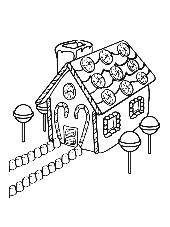 Christmas Gingerbread House - Coloring Pages for Kids and for Adults