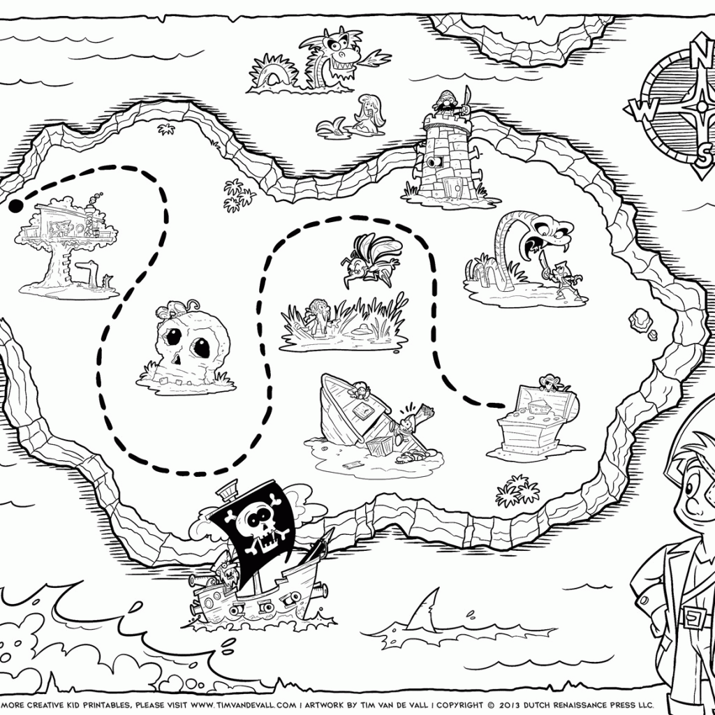 Pirate Treasure Map Coloring Page - Coloring Pages for Kids and ...