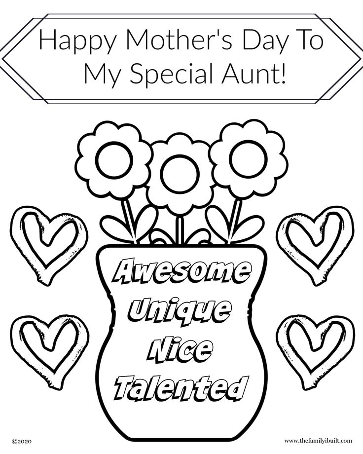 Mother's Day Coloring Page for Aunts | Mothers day coloring pages, Coloring  pages, Mom printable