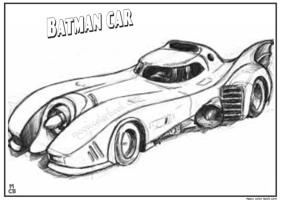 Batman car coloring page printable