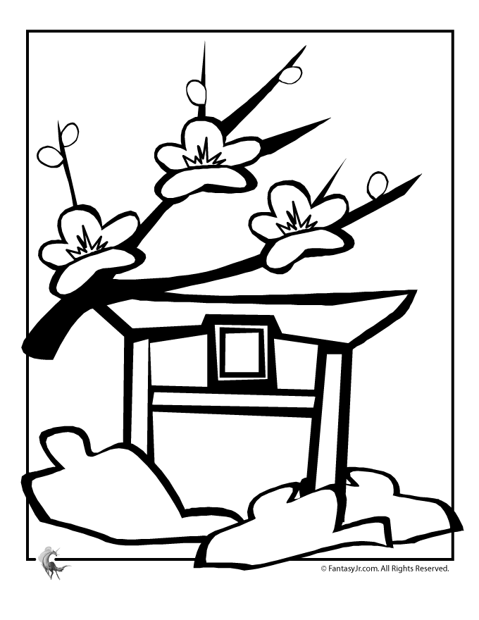 Cherry Blossom Coloring Sheet - Coloring Pages for Kids and for Adults