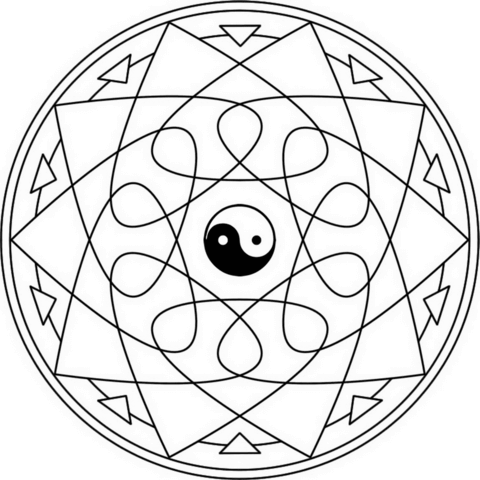 Yin Yang Mandala coloring page | Free Printable Coloring Pages