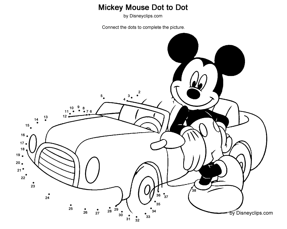 Printable Disney Dot-to-Dot Coloring Pages | Disneyclips.com