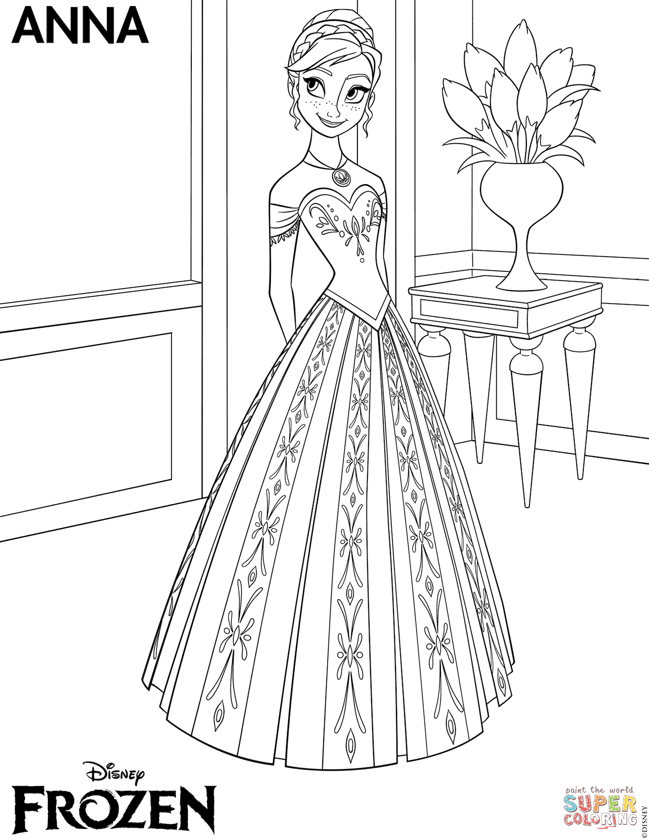 Frozen Anna coloring page | Free Printable Coloring Pages