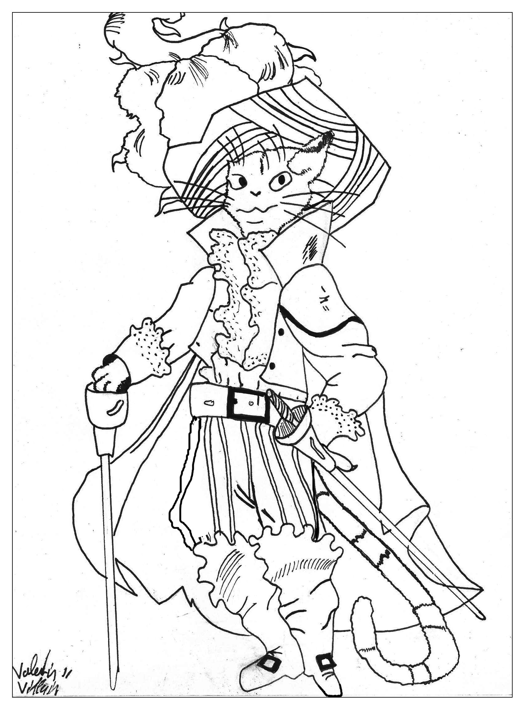 Puss in Boots - Art Adult Coloring Pages