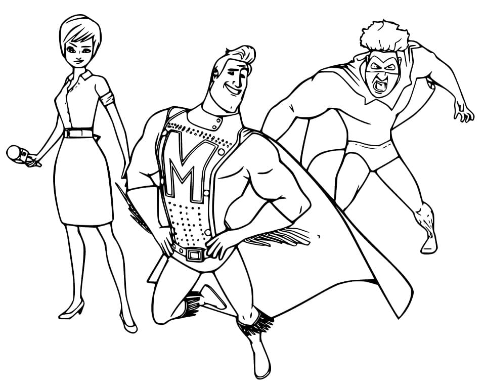 Characters from Megamind Coloring Page - Free Printable Coloring Pages for  Kids