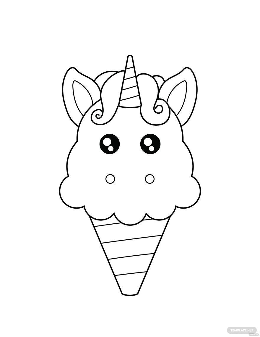 Free Unicorn Ice Cream Coloring Page - EPS, Illustrator, JPG, PNG, PDF, SVG  | Template.net