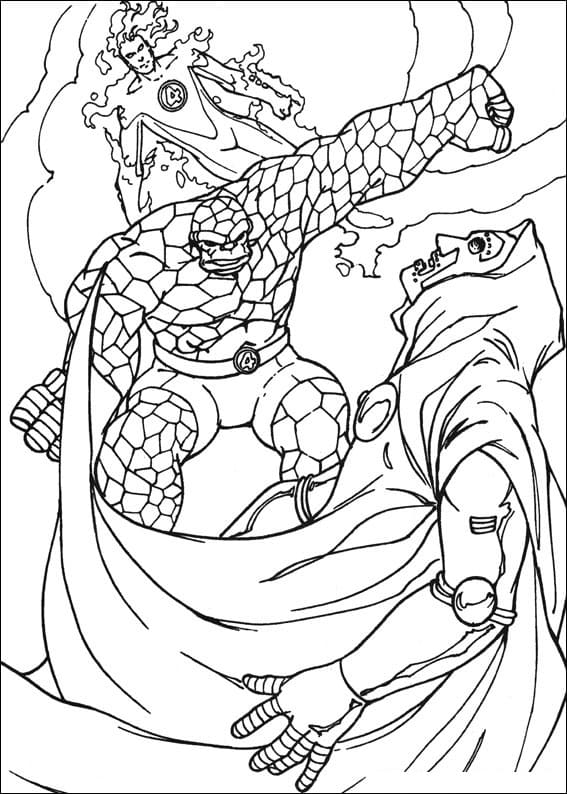 Fantastic Four vs Doctor Doom Coloring Page - Free Printable Coloring Pages  for Kids
