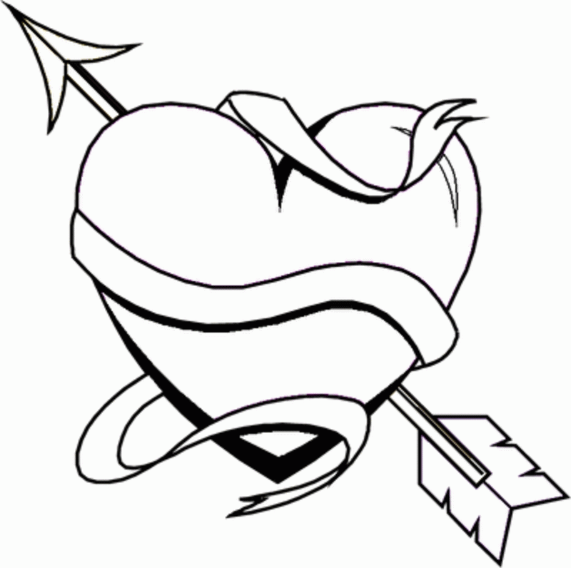 Heart With Arrow Coloring Pages | Nucoloring.xyz
