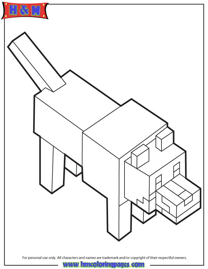 Minecraft Wolf Coloring Pages - HiColoringPages