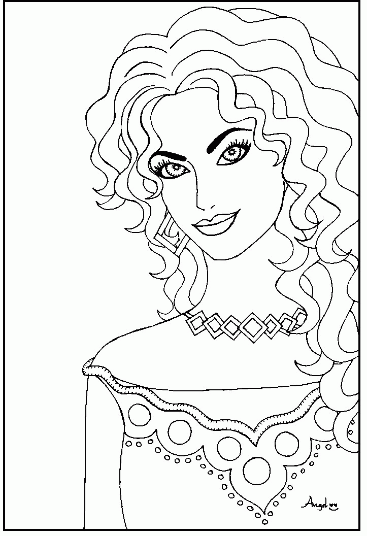 Pretty Girl Coloring Page - Coloring Home