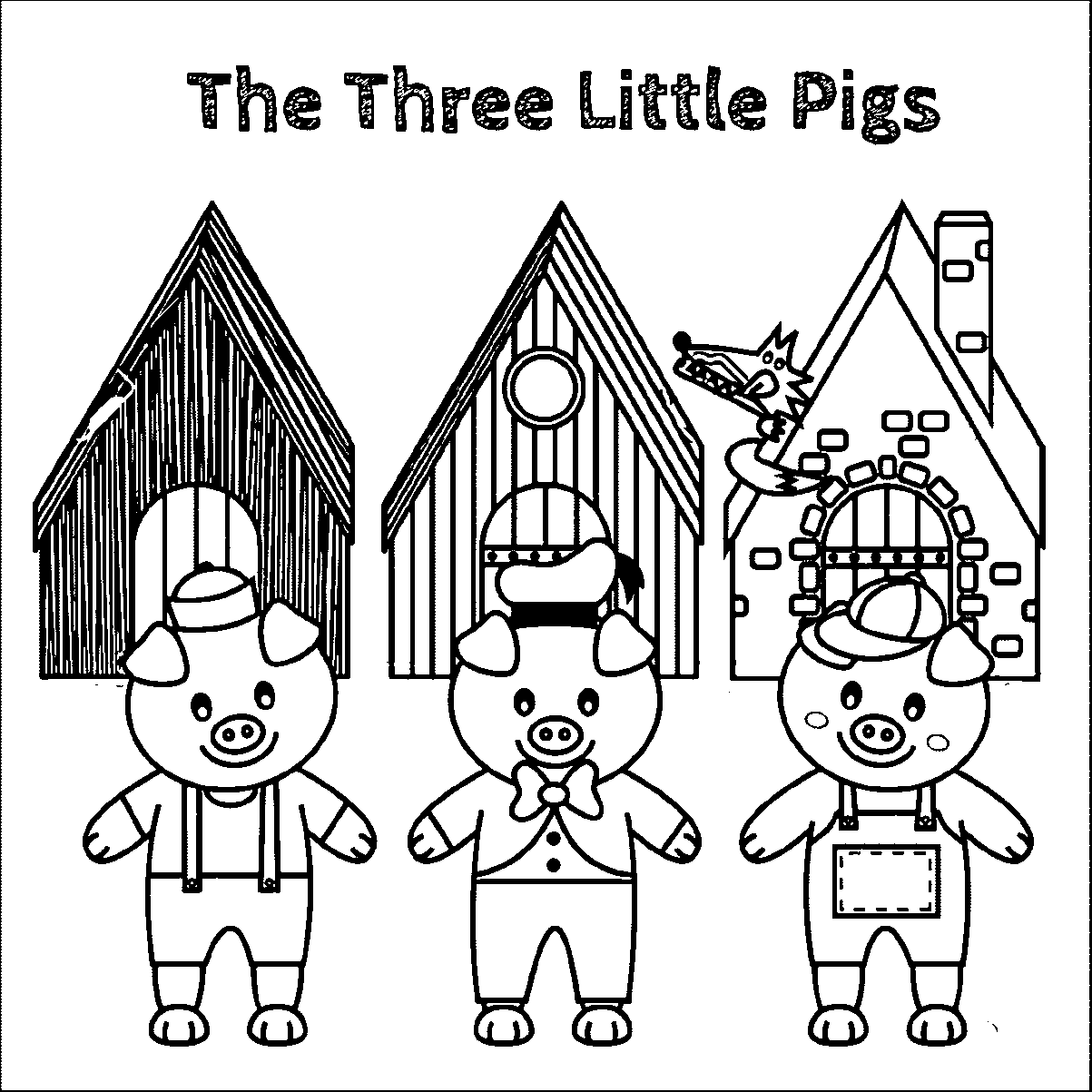 Three Little Pigs And The Big Bad Wolf Children Story Coloring ...