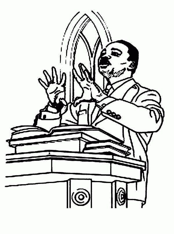 Martin Luther King Jr Giving His Speech Coloring Page - Free ...