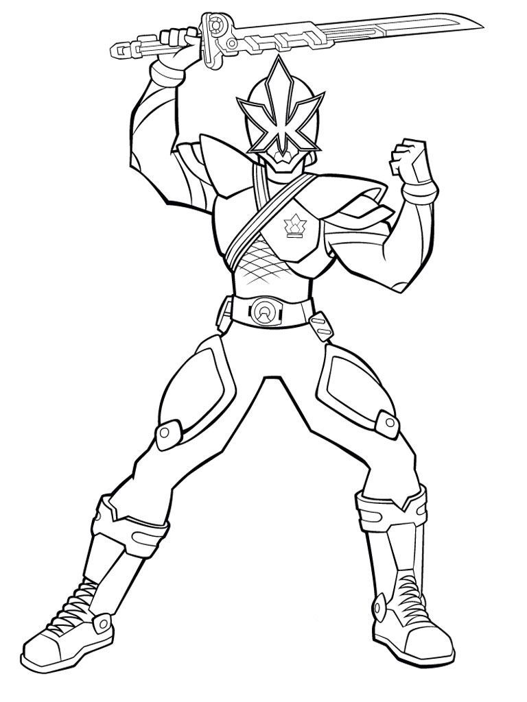 Power Rangers Lift Up A Sword And Ready To Fight Coloring Pages ...