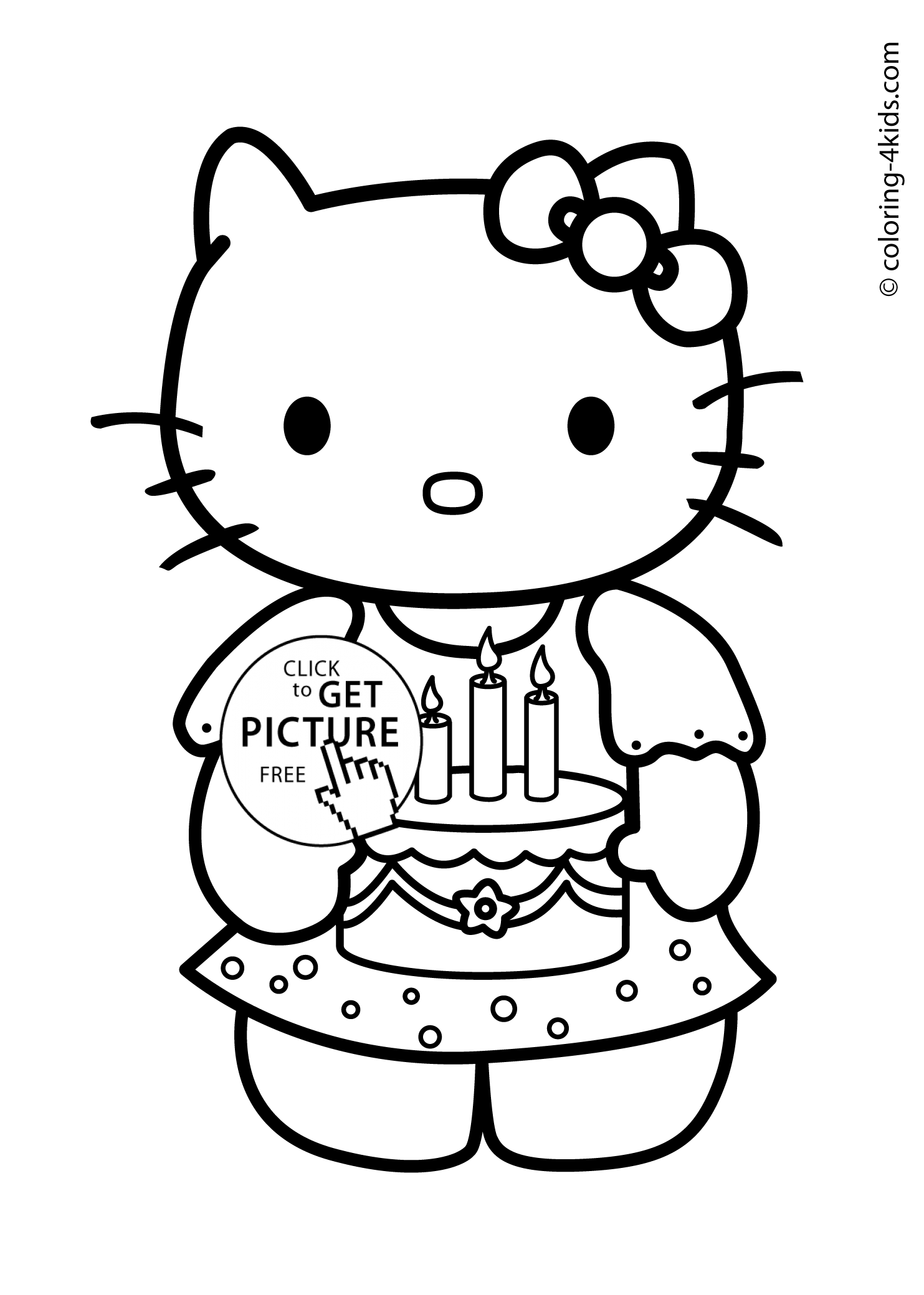 Hello Kitty "Happy birthday" – coloring pages for kids, printables ...