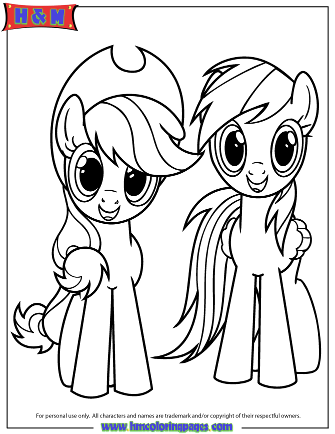 Applejack And Rainbow Dash Coloring Page | H & M Coloring Pages