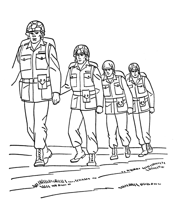 Armed Forces Day Coloring Pages | US Marines on patrol coloring 