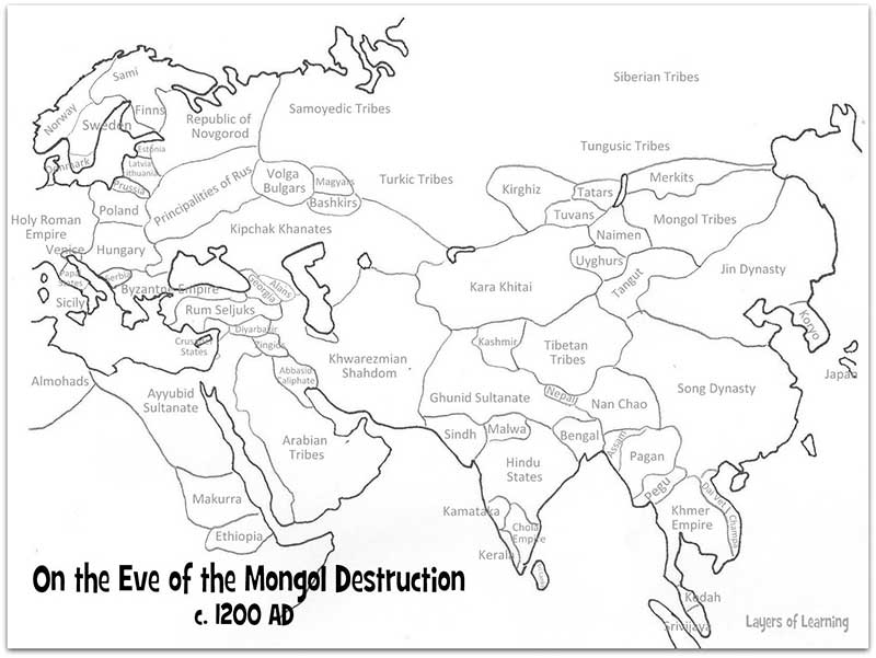 Mongol Empire Map: On the Eve of the Mongol Destruction