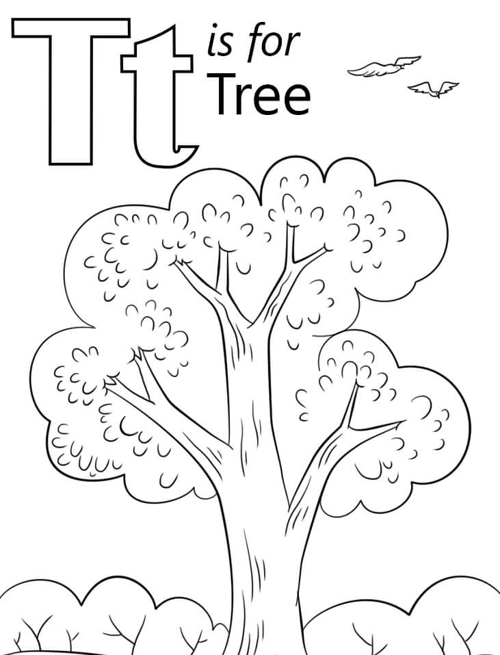 Tree Letter T Coloring Page - Free Printable Coloring Pages for Kids