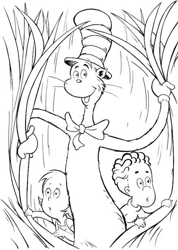 Sally and Her Brother with the Cat in the Hat Coloring Page ...