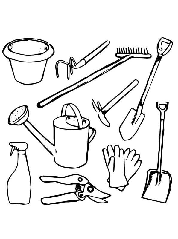 Garden Tools Coloring Page - Free Printable Coloring Pages for Kids
