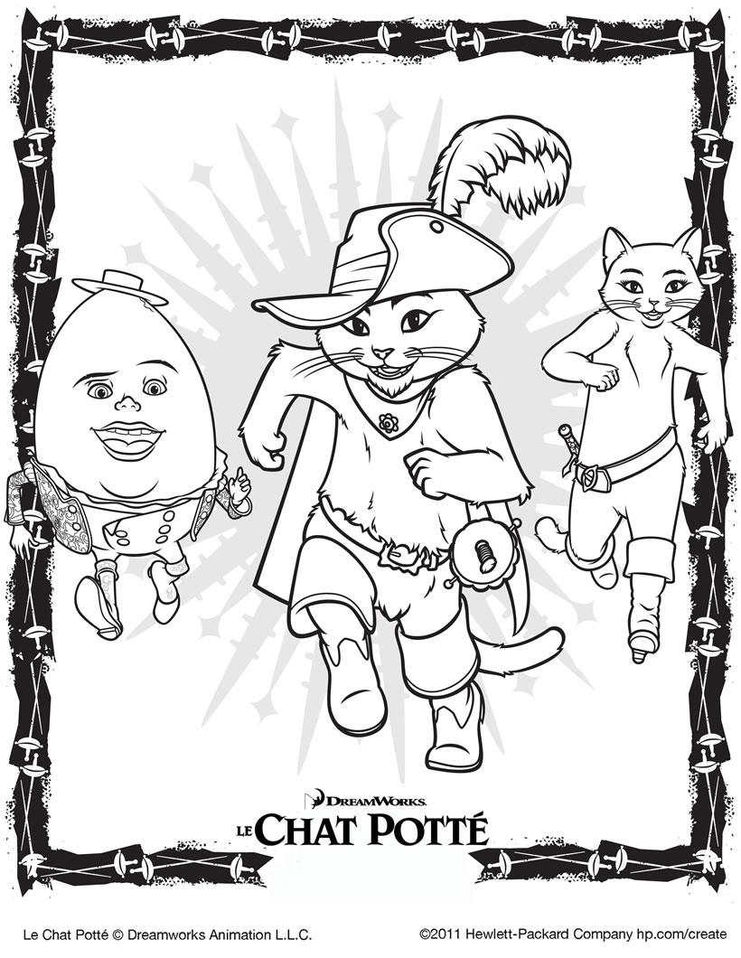 Free Puss in Boots coloring pages - Puss In Boots Kids Coloring Pages
