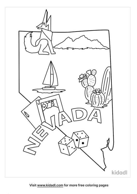 Nevada Coloring Page | Free World-geography-and-flags Coloring Page | Kidadl