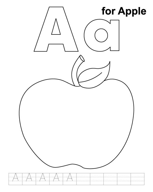A for apple coloring page with handwriting practice | Download Free A for apple  coloring page wit… | Apple coloring pages, Kids handwriting practice, Apple  coloring