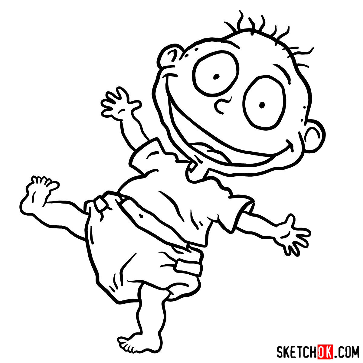 How to draw Tommy Pickles - Step by step drawing tutorials