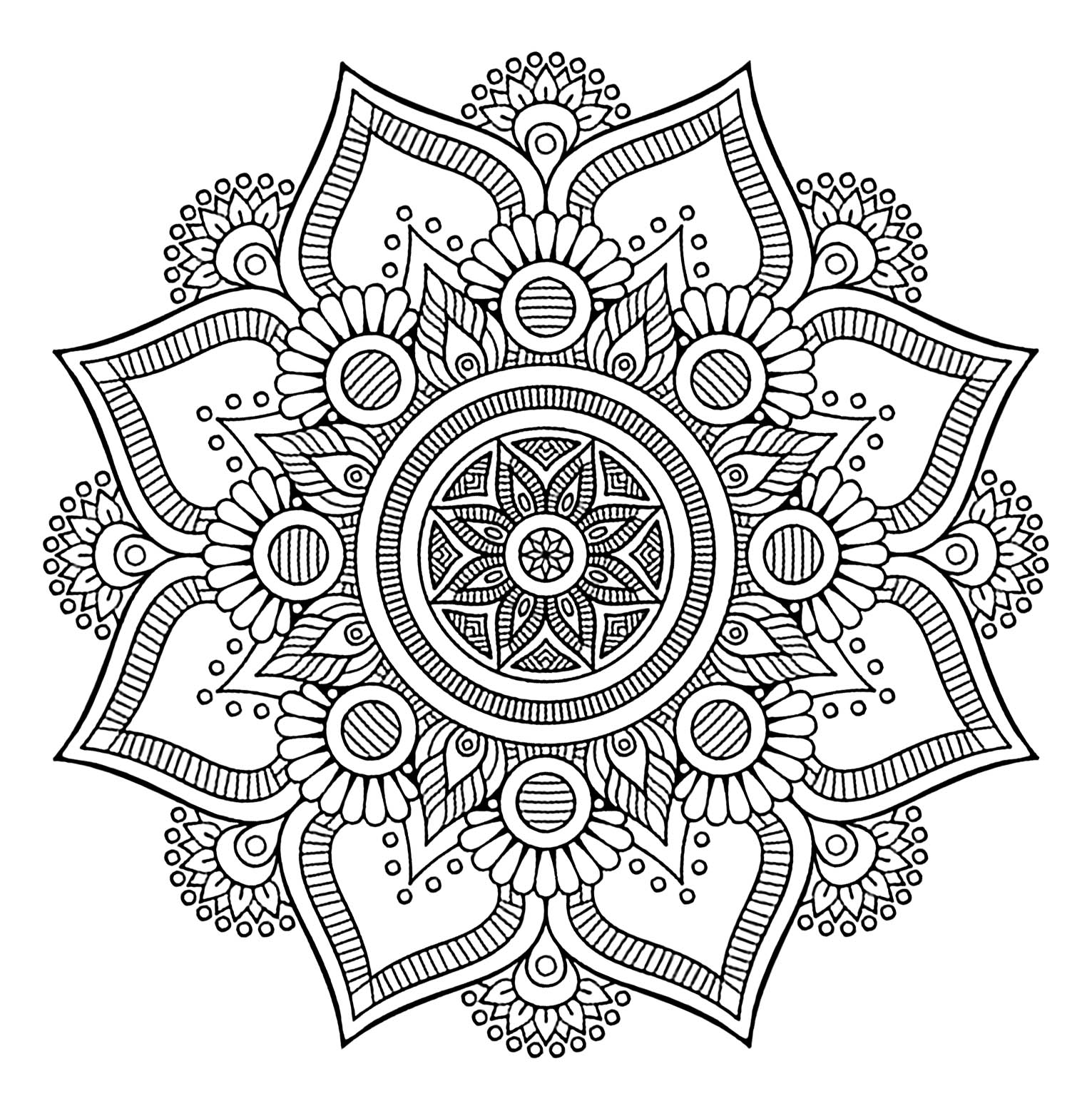 The big flower - Mandalas Adult Coloring Pages