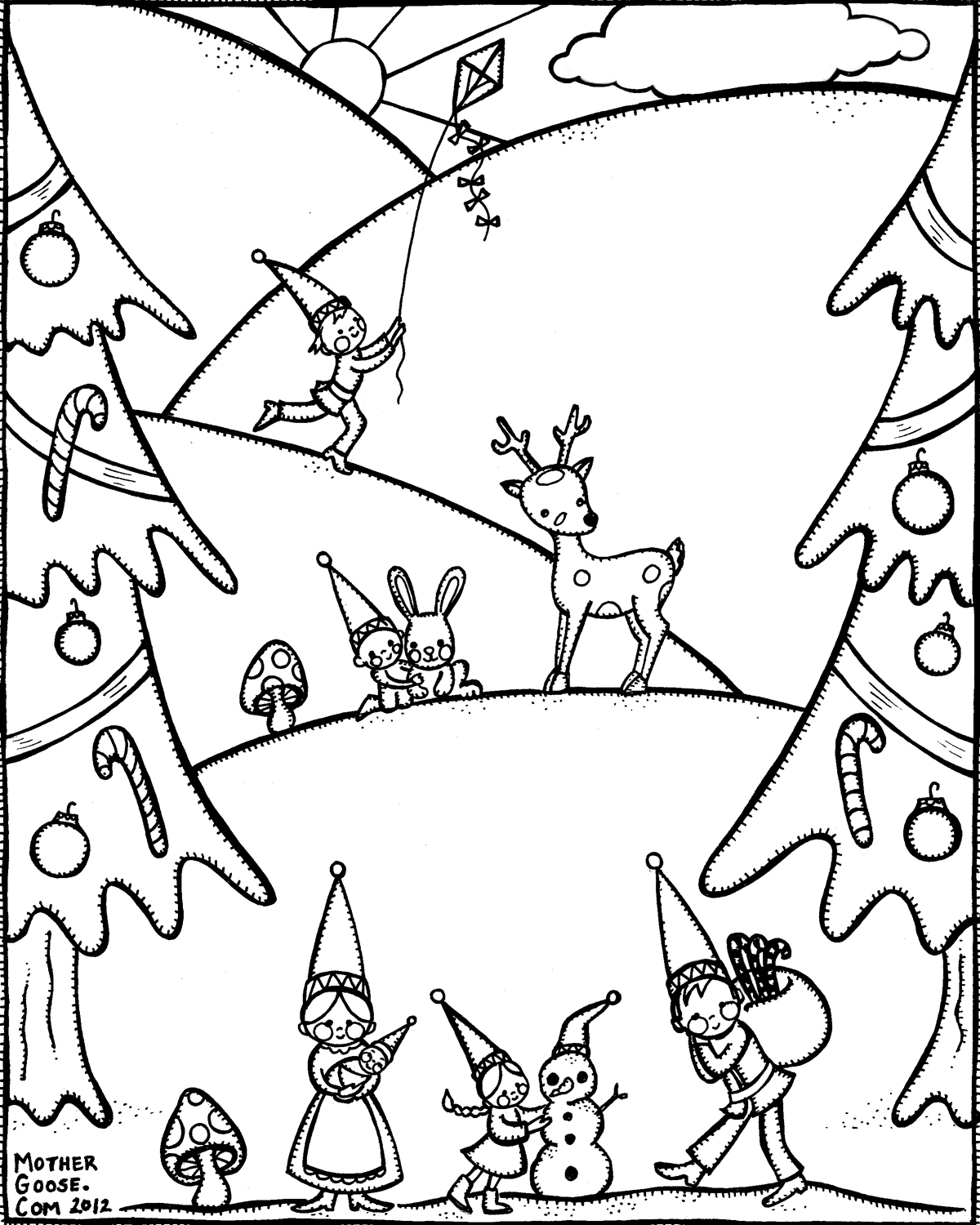 Winter Gnome Family Coloring Pages