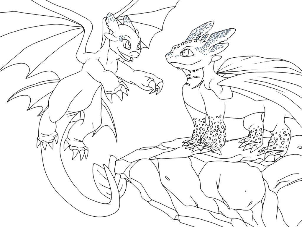 Toothless and Light Fury Coloring Page - Free Printable Coloring Pages for  Kids