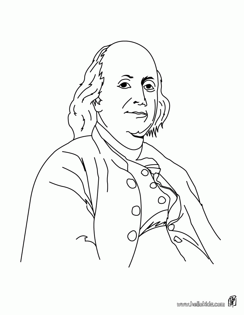 4th of JULY coloring pages - Benjamin Franklin