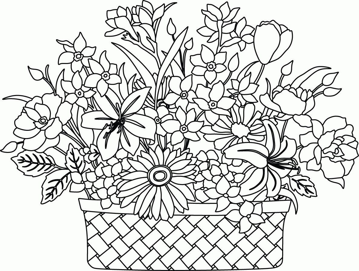 Flower Basket Coloring Pages - High Quality Coloring Pages ...