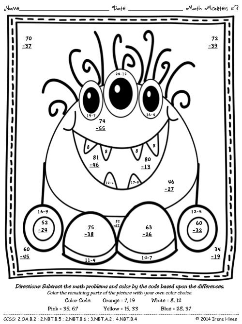 Addition And Subtraction Coloring Page