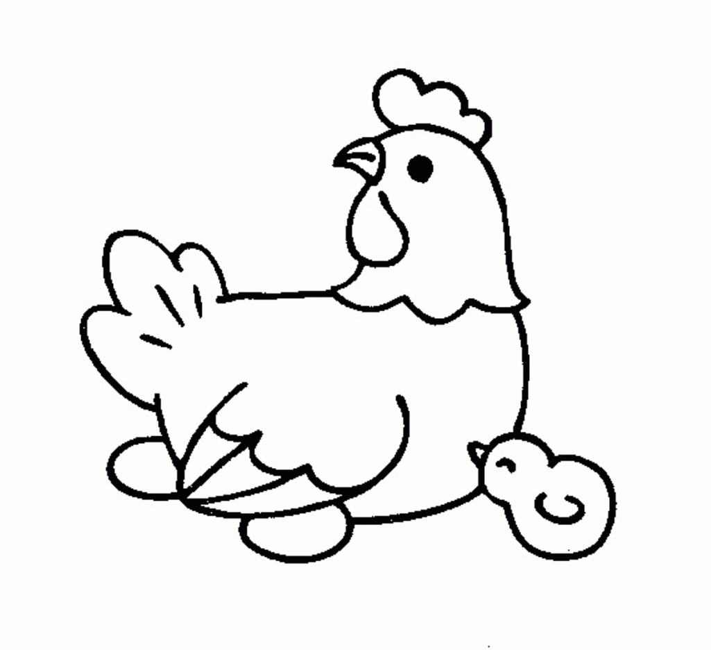 Cute Farm Animal Coloring Pages A Hen And Chick Animal Coloring ...