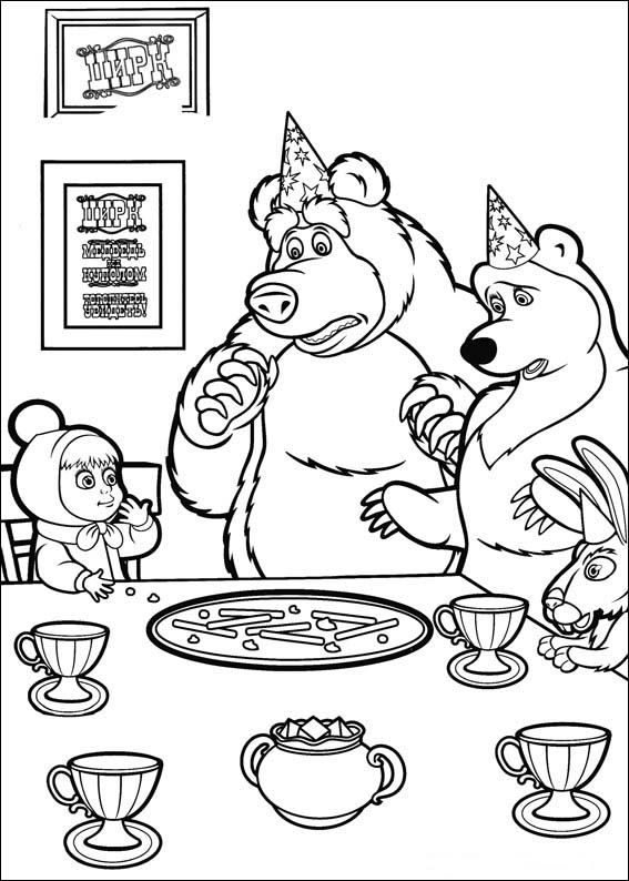 Masha and the Bear Coloring Pages 7 | Bear coloring pages ...