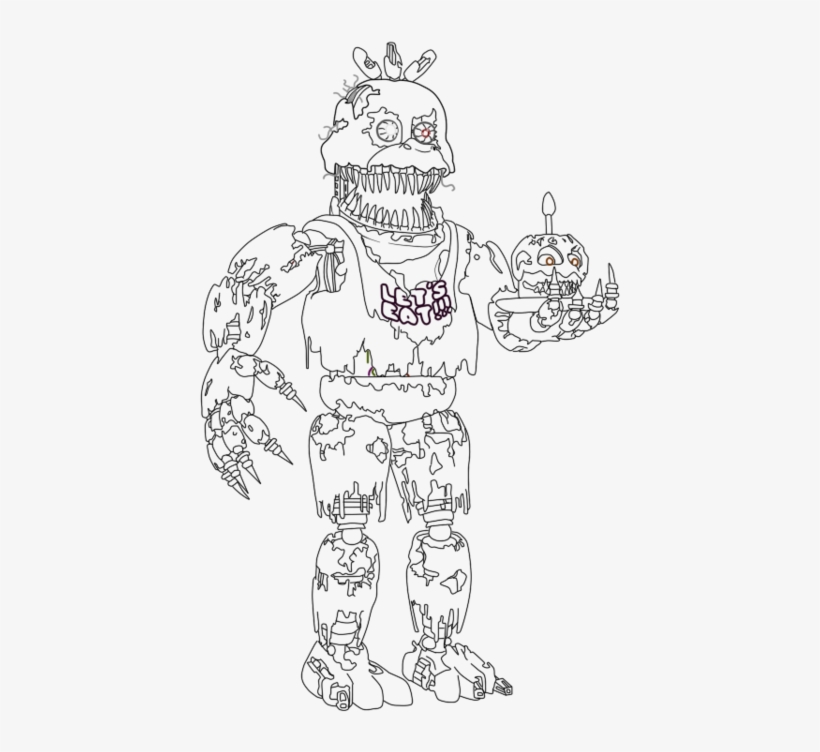 Nightmare Chica In Progress - Nightmare Chica Coloring Pages - 1280x720 PNG  Download - PNGkit
