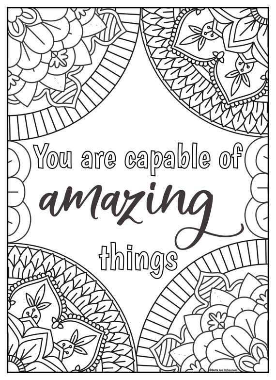 10 Mandala Motivational Coloring Pages 2 | Etsy - Coloring Home