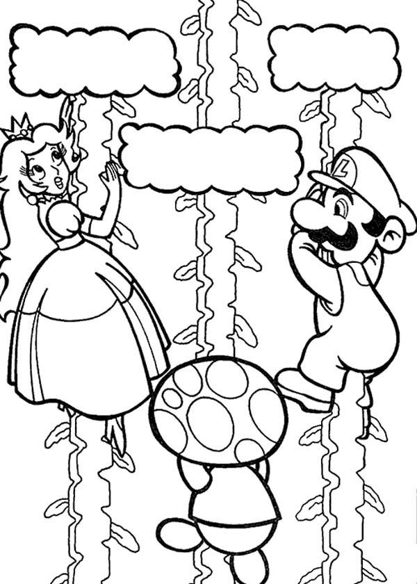 Mario and Princess Climb Life Tree in Mario Brothers Coloring Page ...