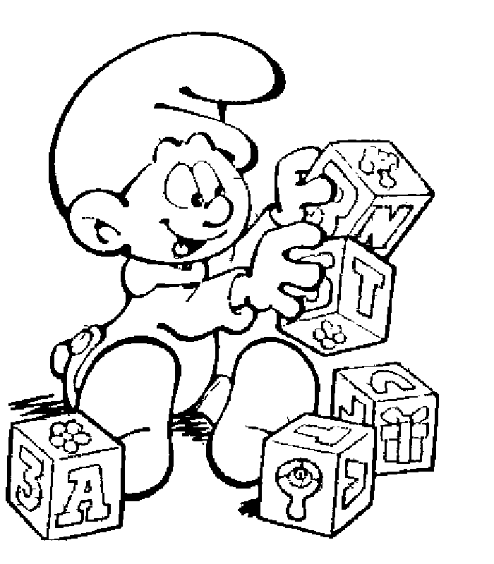 transmissionpress: Smurf Learning Block Letters Coloring Page