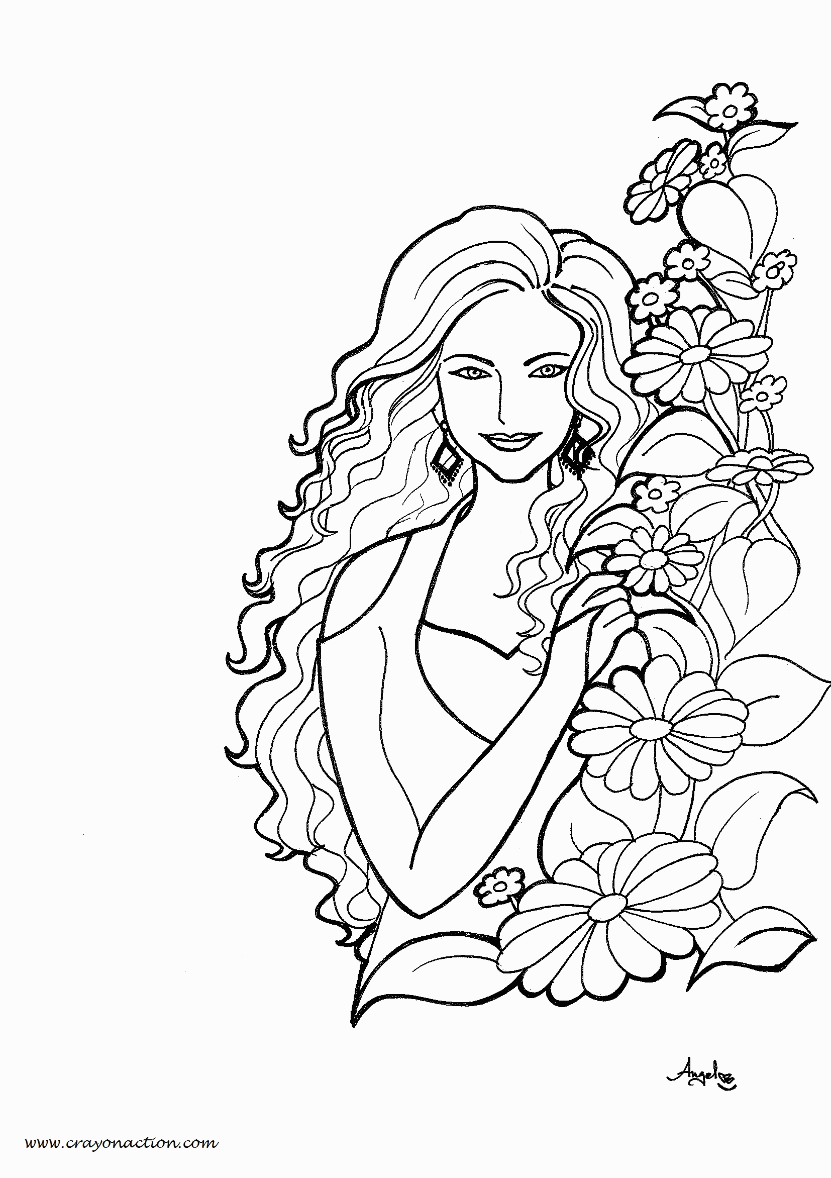 Coloring Woman Pages Sketch Coloring Page