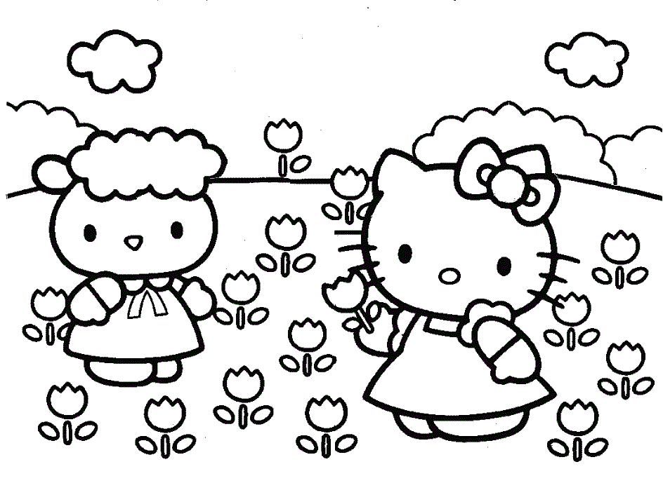 coloring pages hello kitty summer | Kids Activities