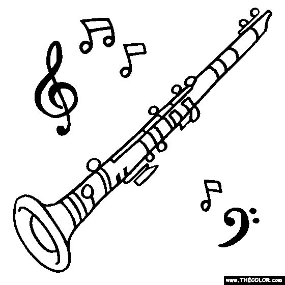 100% Free Musical Instruments Coloring Pages. Color in this picture of a  Clarinet and others with our libra… | Clarinet, Music drawings, Musical  instruments drawing