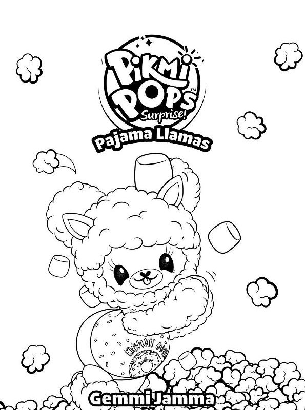 Kids-n-fun.com | Coloring page Pikmi Pops Llama In Pyjamas