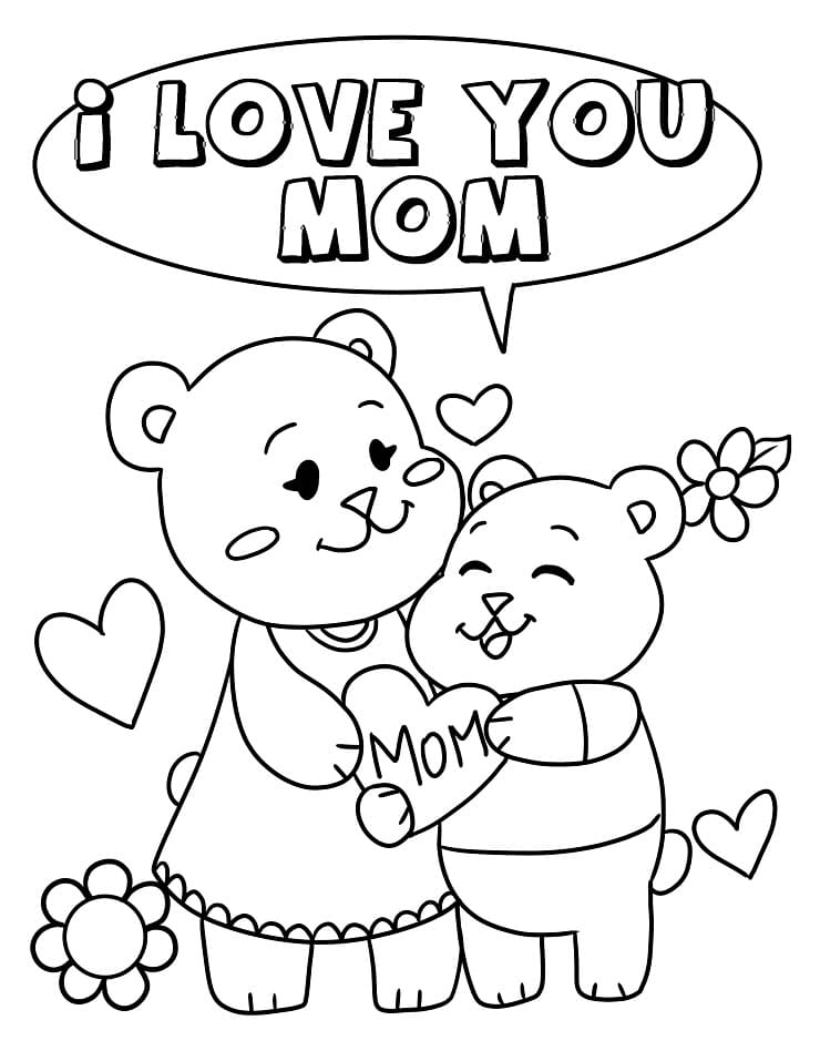 Love You Mom Coloring Page - Free Printable Coloring Pages for Kids