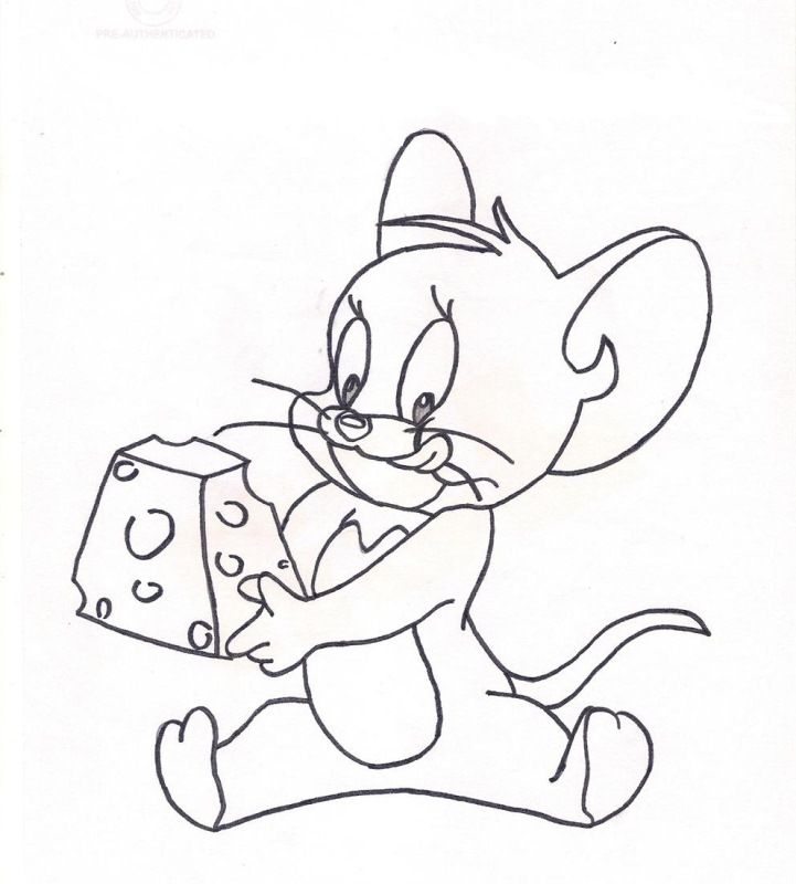 Jerry With a Piece of Cheese Coloring Page | Animal pages of ...
