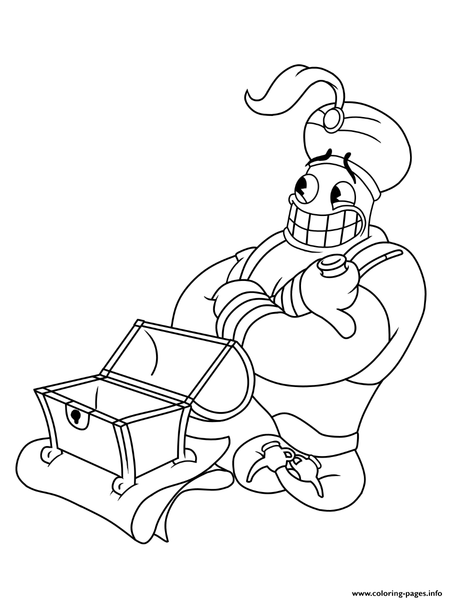 Cuphead Aladin Magician Coloring Pages Printable