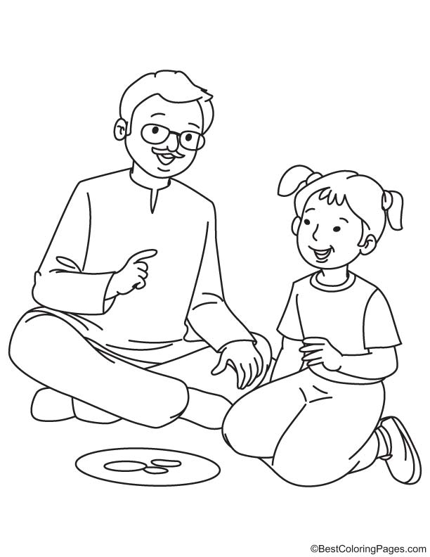 Grandfather with granddaughter coloring page | Download Free ...
